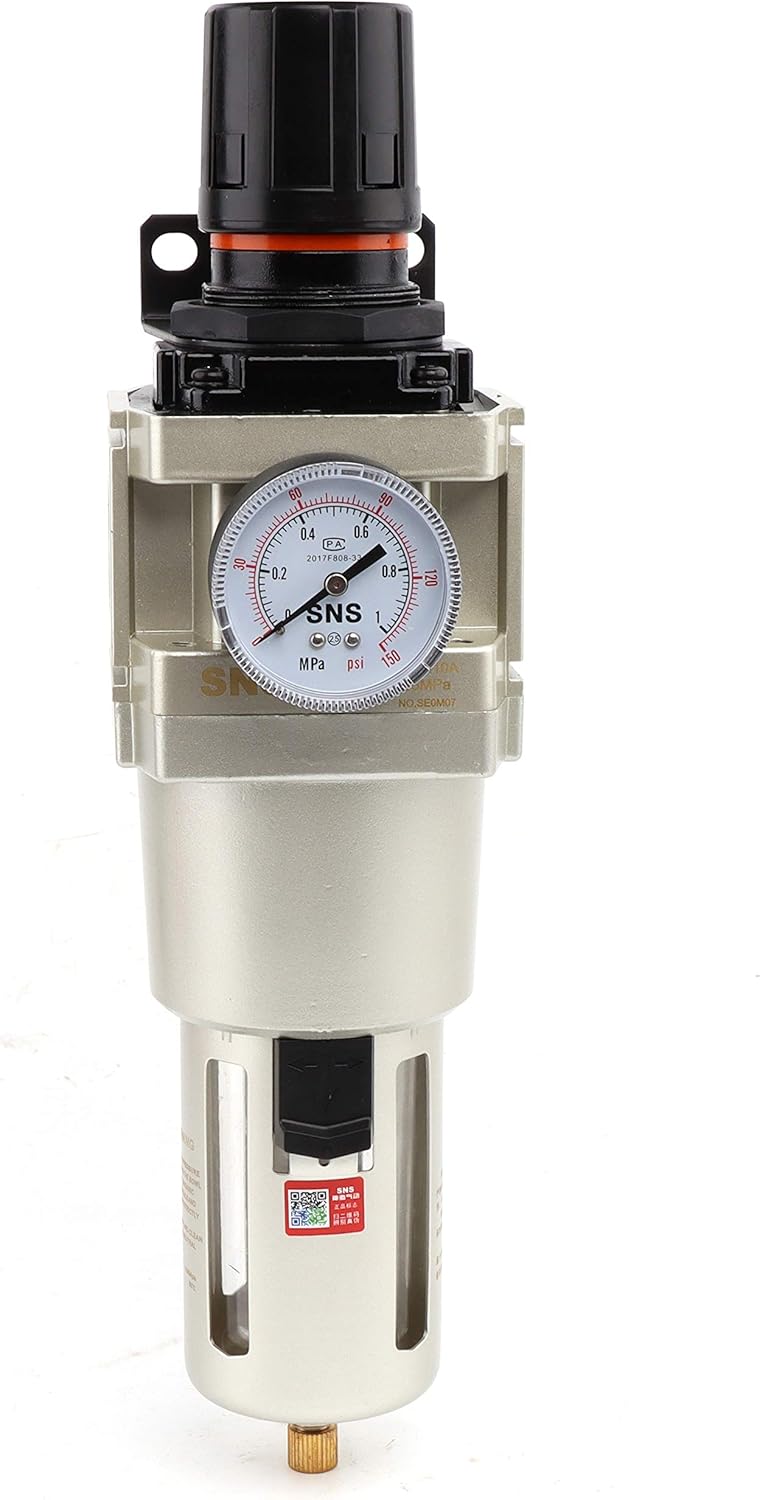 Amаzіng 🔥 SNS AW5000-N10A Compressed Air Filter Regulator Piggyback Combo 1”NPT-metal bowl, semi-auto drain, bracket, gauge