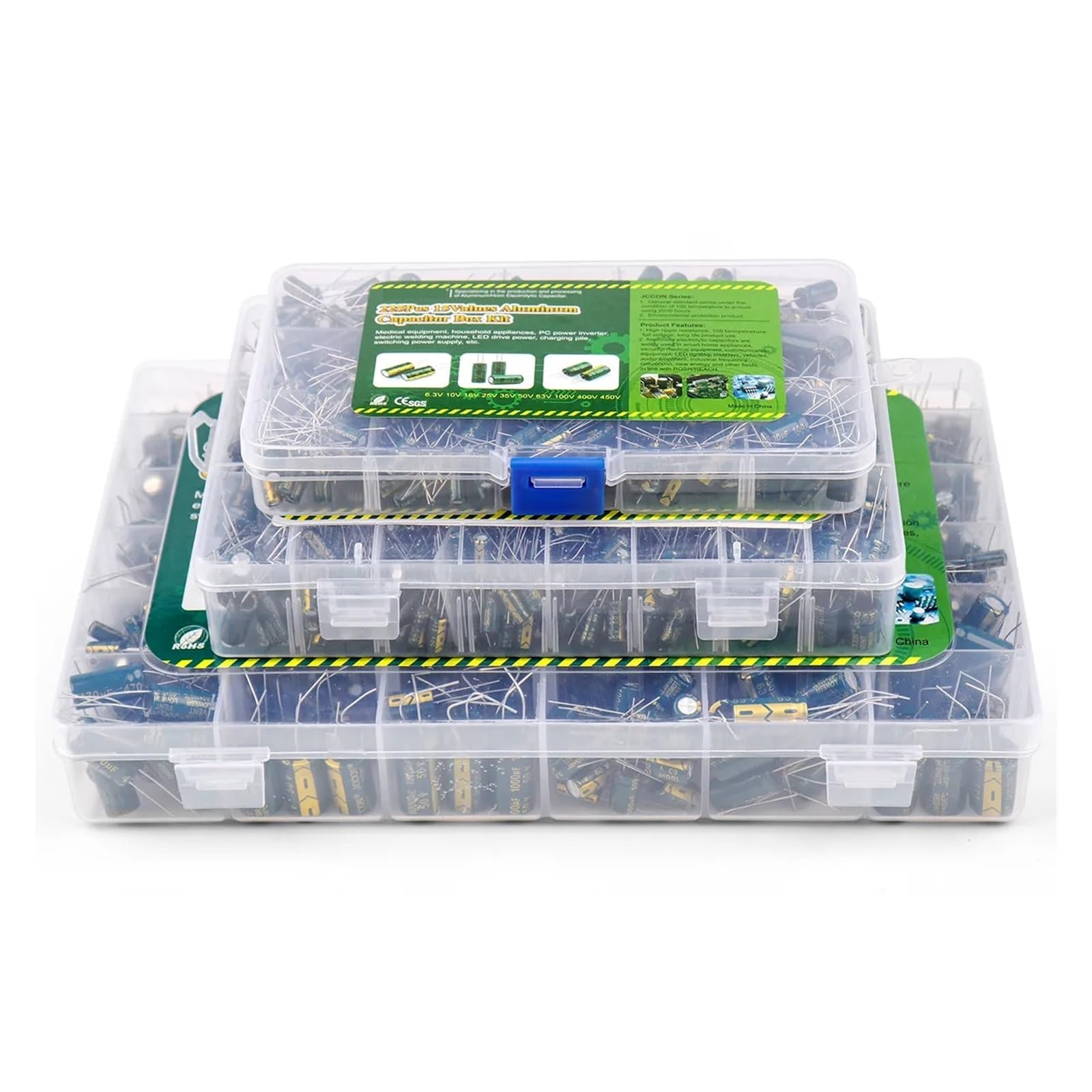 Kit de condensador electrolítico de aluminio, kit surtido de condensador variable, reparación DIY, alta frecuencia, baja, 225/460/925 piezas(925Pcs In Box)
