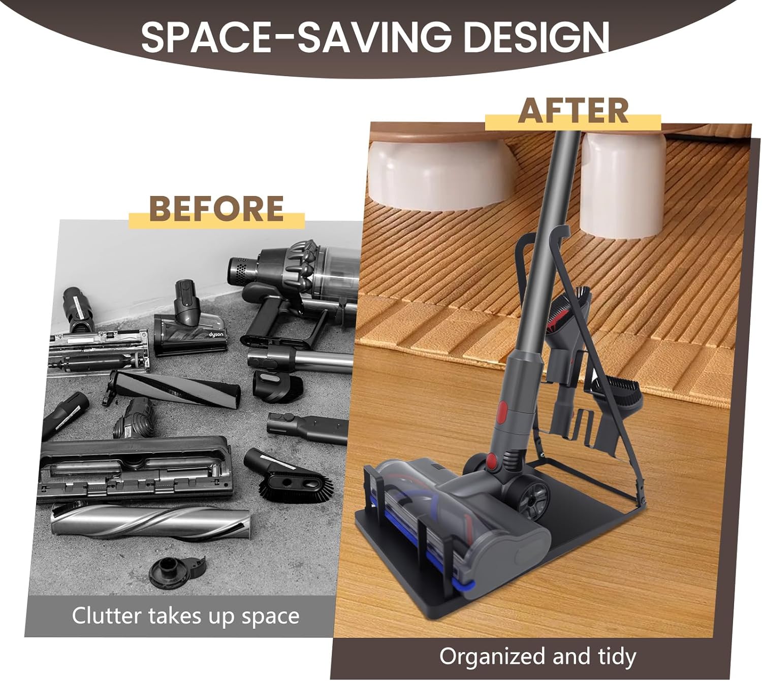 No Installation Required-Vacuum Stand,Storage Stand Docking Station Holder,Stable Metal Storage Bracket Stand Holder,Compatible with Dyson, Eureka,Tineco and Most Stick Vacuum(Black)