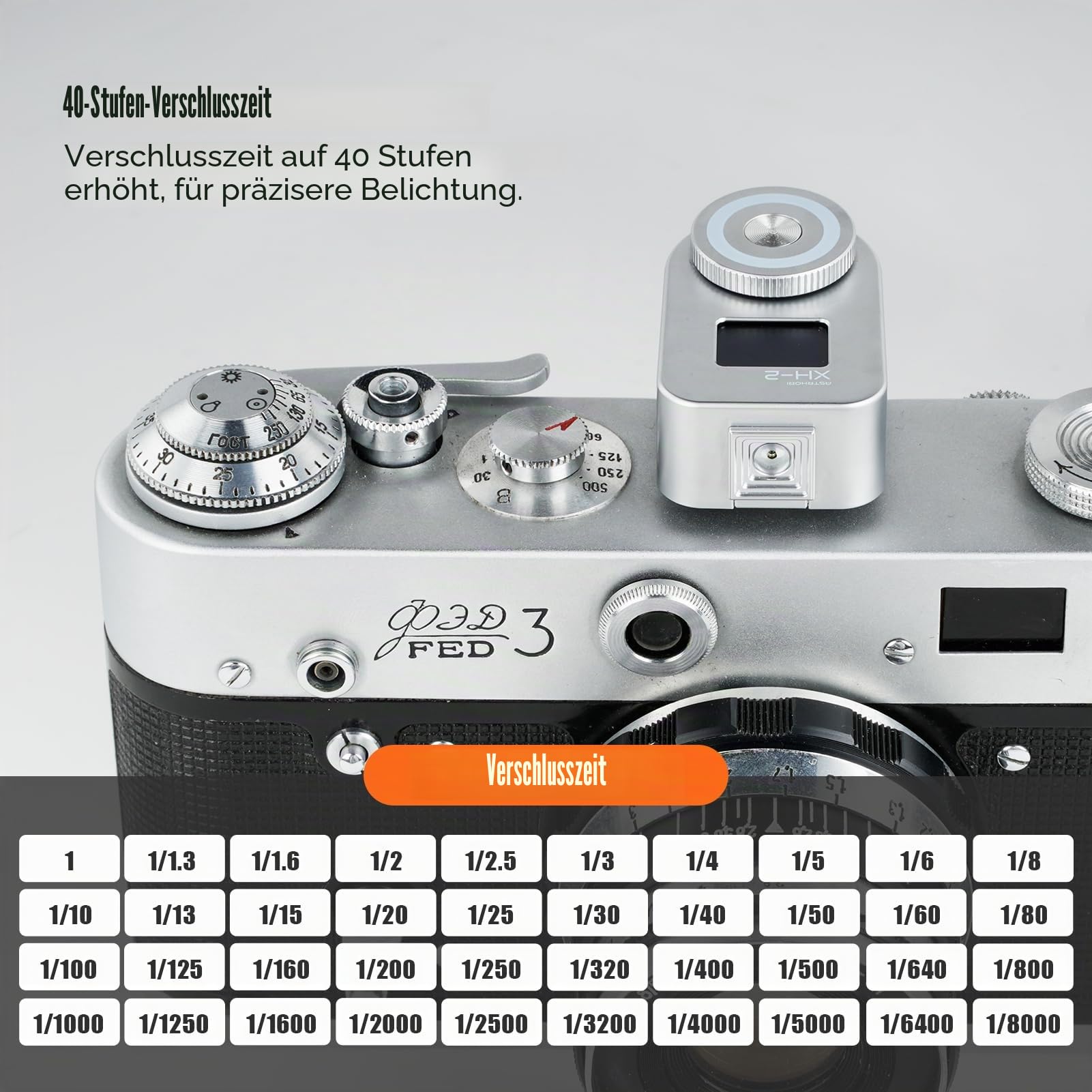 AstrHori XH-2 Kamera-Belichtungsmesser, fotografischer Belichtungsmesser, Anzeigebildschirm 0,66" OLED-Display eingebauter Lithium-Akku mit 80 mAh (Silber)