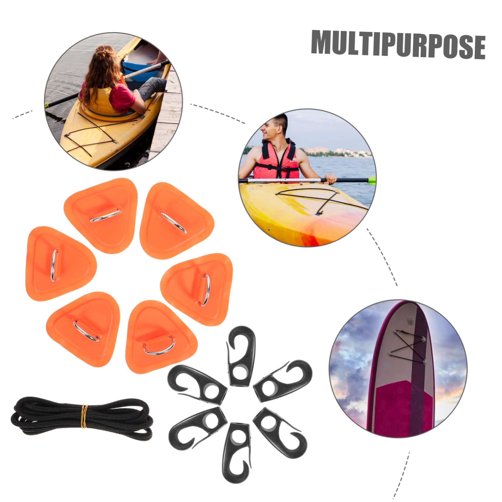 Toyvian Aufblasbare Plattenfixierzubehör D Ringe Kajak-Patches Kajak -Teile Aufblasbares Boot D-Ring-Patch Flicken für Schlauchboote Aufblasbares Kajakzubehör Plastik Orange