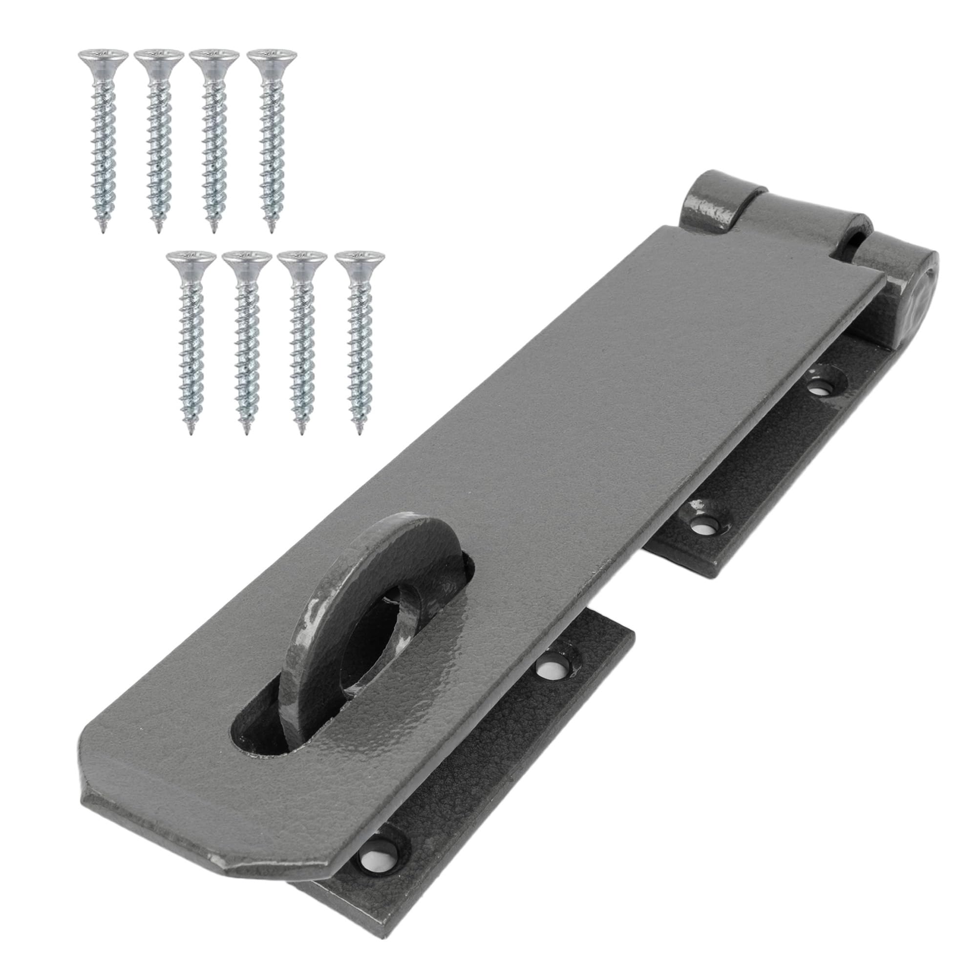 Navoys Hasp & Staple Lock | Black Heavy Duty Steel Door Latch with Concealed Fixings | Rust Resistant Hammer Finish | Shed, Gate, Cupboard & Garage Security (7" x 2")