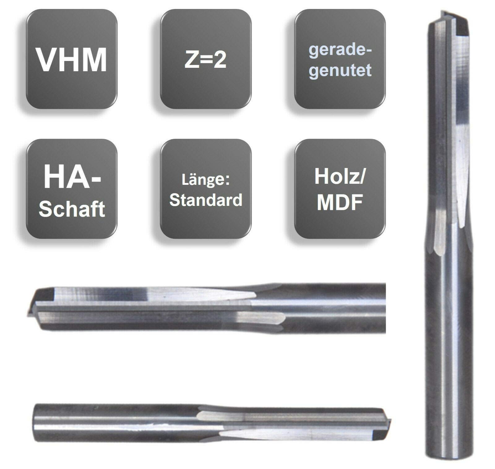 VHM Fräser für Holz, MDF Z=2 6 / 8 / 10 / 12 mm up+down, positiv + negativ NEU