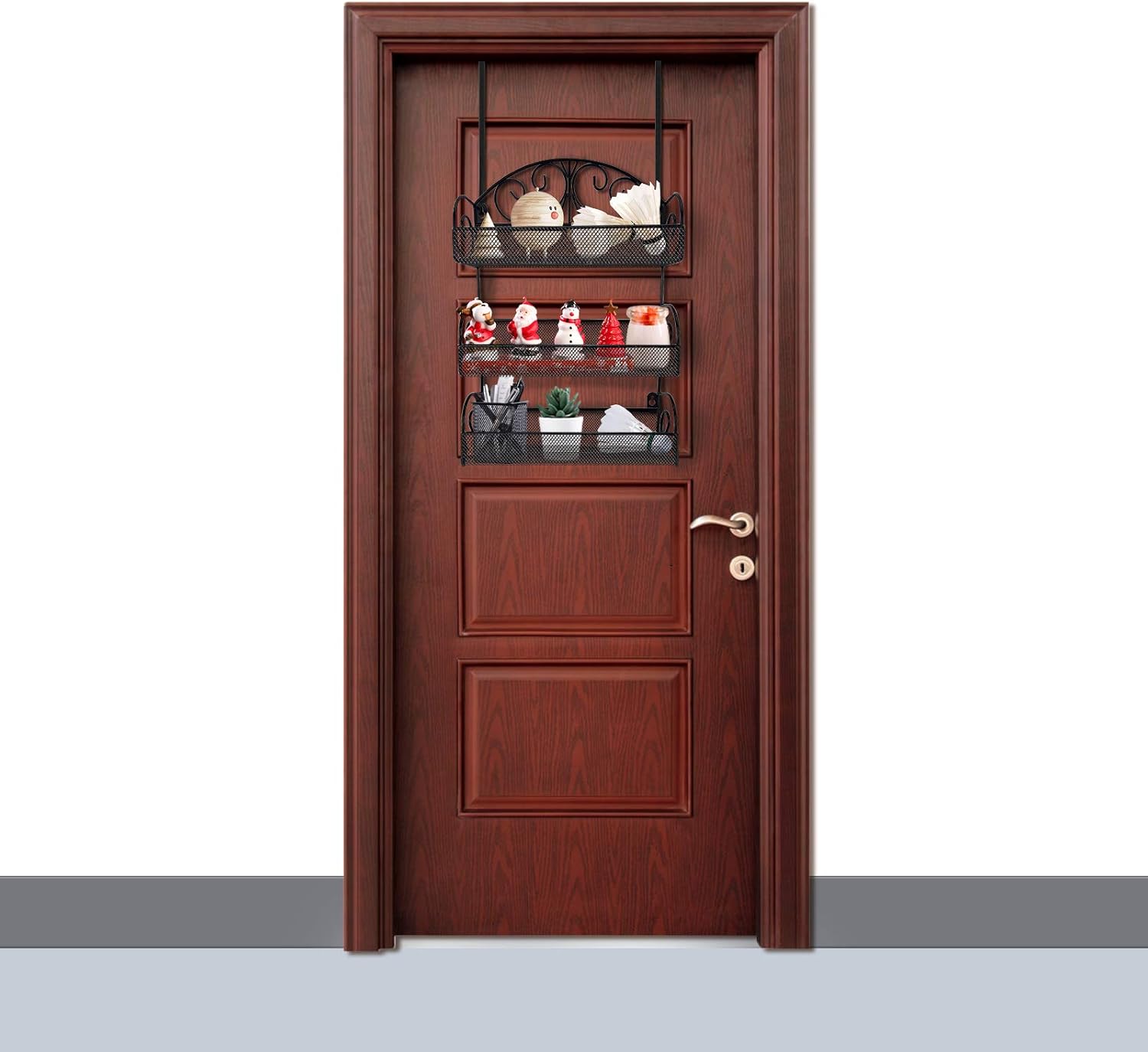 Giftgarden 3 Tier Over The Door Spice Rack, Wall Mount Hanging Spice Organizer for Cabinet Pantry Kitchen, Black