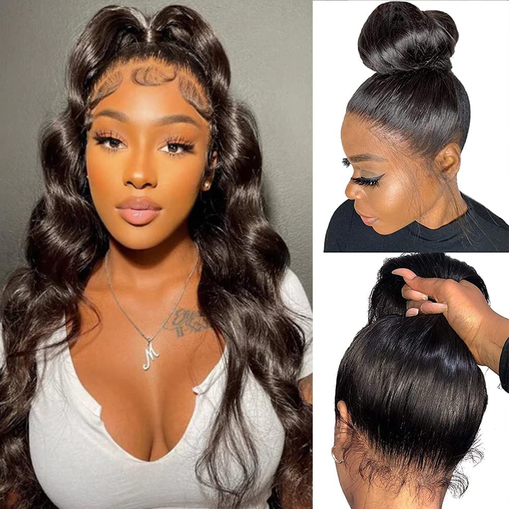 Aaliweya 360 HD Full Lace Frontal Wig Body Wave 360 Lace Front Wig Human Hair for Women 180 density Pre Plucked Glueless Lace Wigs True to Length Can