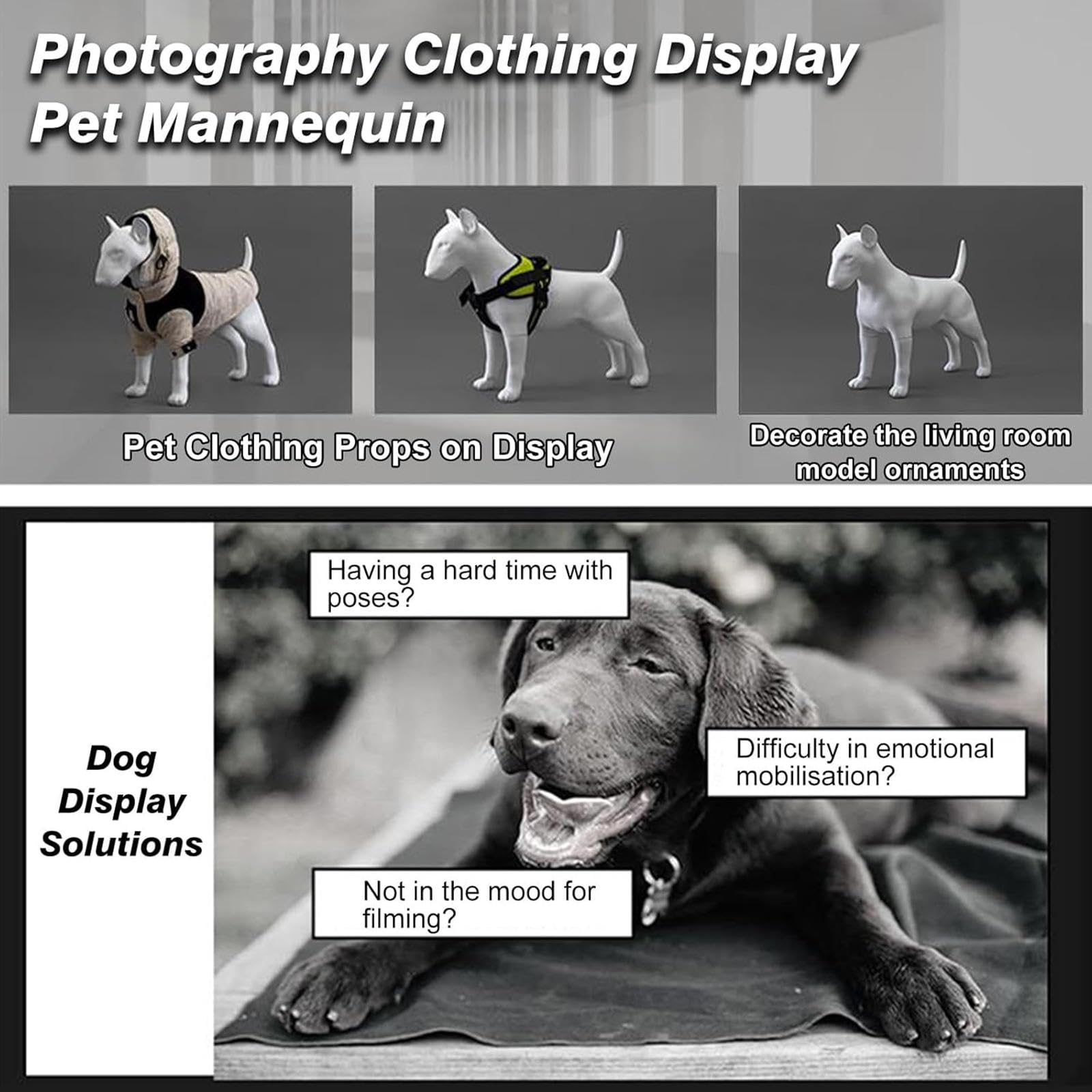 Modello di manichino per cani Bull Terrier, espositore per abbigliamento per animali domestici, con gambe staccabili, per fotografia e uso in negozio di animali, statua realistica per cani