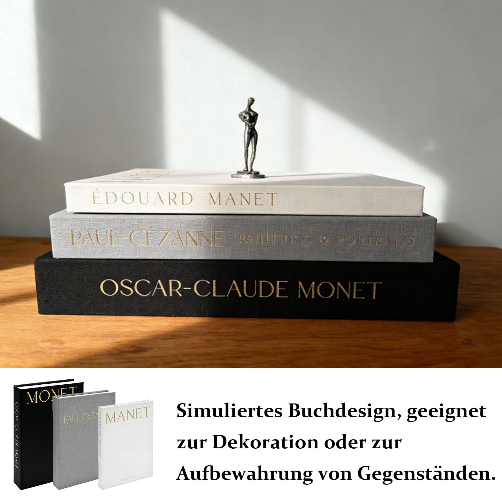 Libri Decorativi Arredamento, 3 Pezzi Libri Finti in Lino Scatola Portaoggetti con Chiusura Magnetica, Libro Decorativo da Esposizione, per Pasticceria e Caffetterie (Nero, Bianco, Grigio)