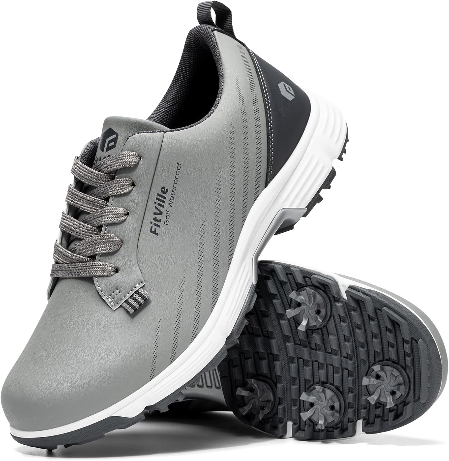 FitVille Men's Wide Golf Shoes with Replaceable Spikes, Arch Support & High-Rebound Cushioning for Long-Distance Walking - Image 7