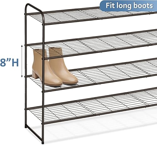 Miniatura 4 de AOODA Organizador de zapatos largo de 4 niveles para armario, estante apilable para zapatos, bolsas de vestir de 65 pulgadas para vestidos, paquete