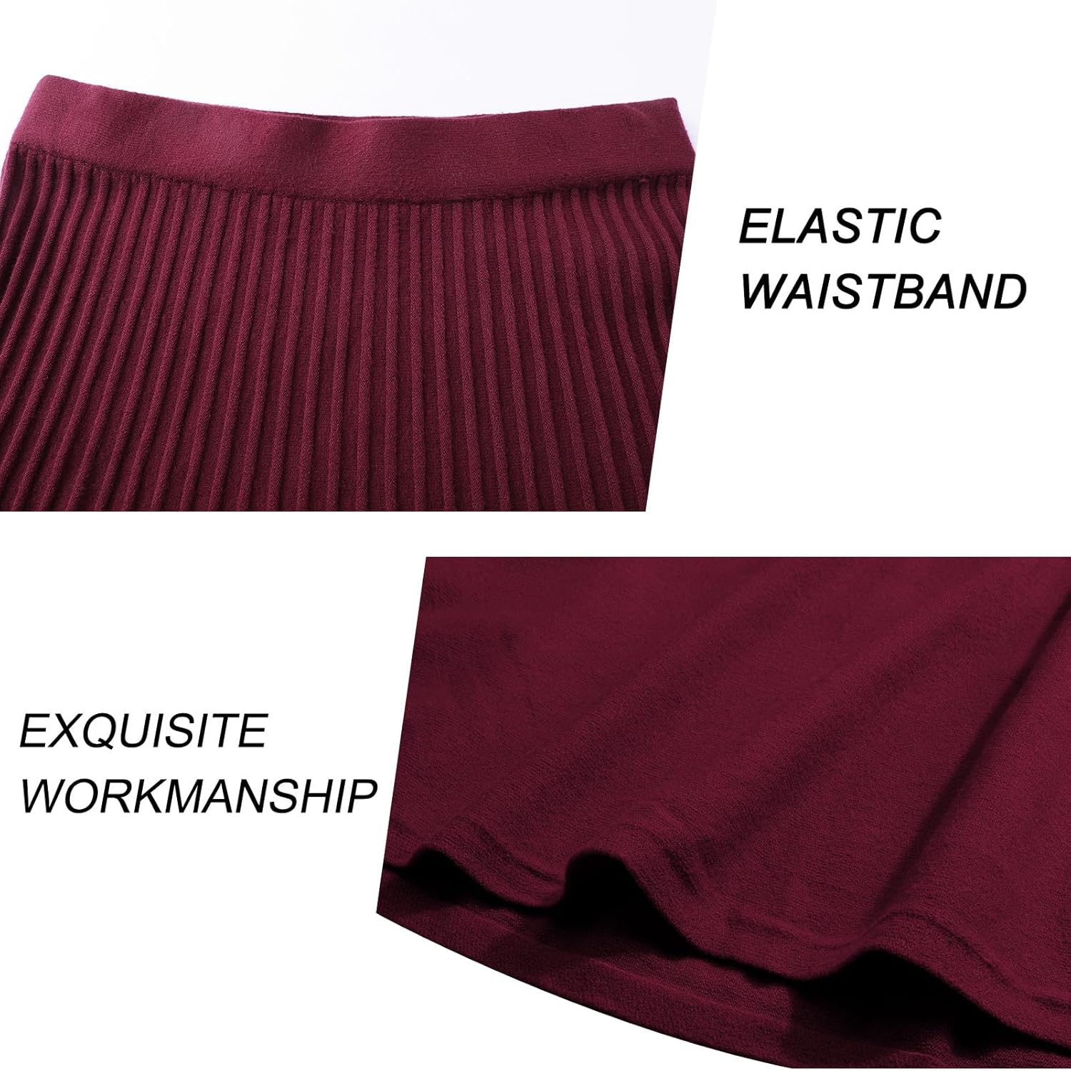 SEAFORM Women's Pleated Knit Maxi Skirts Elastic High Waist A-Line Casual Sweater Skirt Fall Winter Long Skirts for Women - Image 3