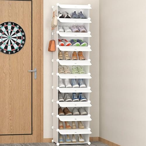 Miniatura 1 de HOMIDEC Almacenamiento de zapatos, organizador de zapatos de 10 niveles para armario, 20 pares estrechos para zapatos, armario para entrada,