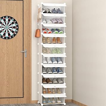 HOMIDEC تخزين الأحذية ، منظم رف الأحذية 10 طبقات ل Closet 20 زوج ضيق أحذية رف خزانة للدخول ، غرفة نوم ومدخل