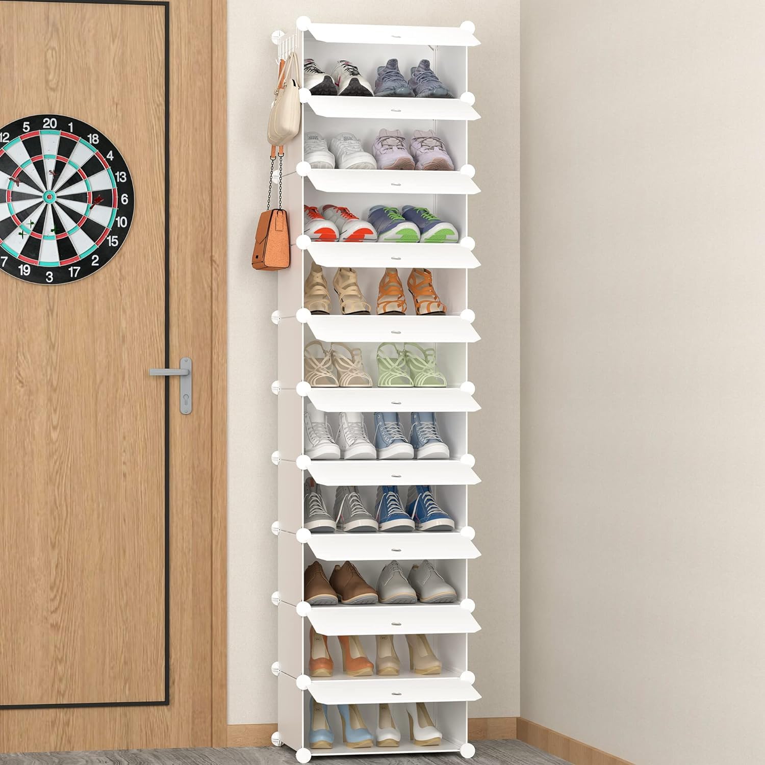 HOMIDEC Shoe Storage, 10-Tier Shoe Rack Organizer for Closet 20 Pair Narrow Shoes Shelf Cabinet for Entryway, Bedroom and Hallway