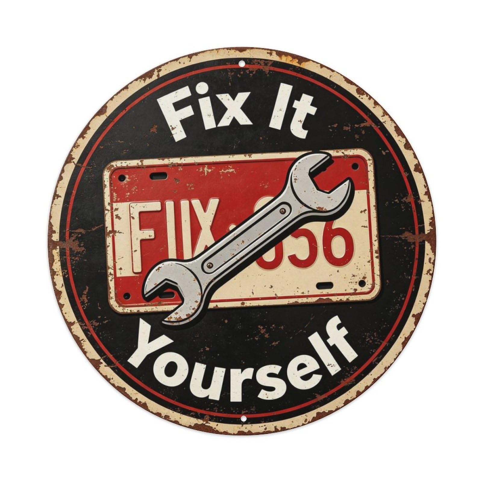 Vintage Auto Repair Fix It Yourself Metal Tin Sign Plaque