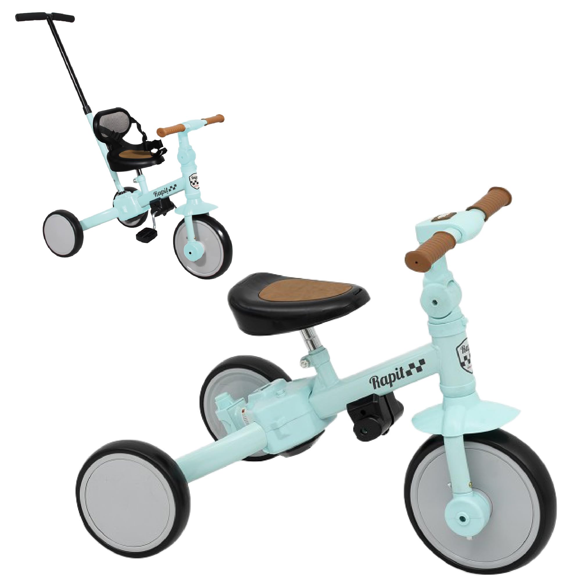 Various-Triciclo Niños 5 en 1 Multifuncional,Triciclo a Bicicleta con o sin Pedales Desde 1 Año hasta 5 años,Versátil para el Desarrollo de tu Bebé - Niño,Adaptable y transformable Verde