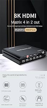 Amazon | HDMIマトリックス 4 in 2 out 8K、8K 4x2 HDMI 2.1