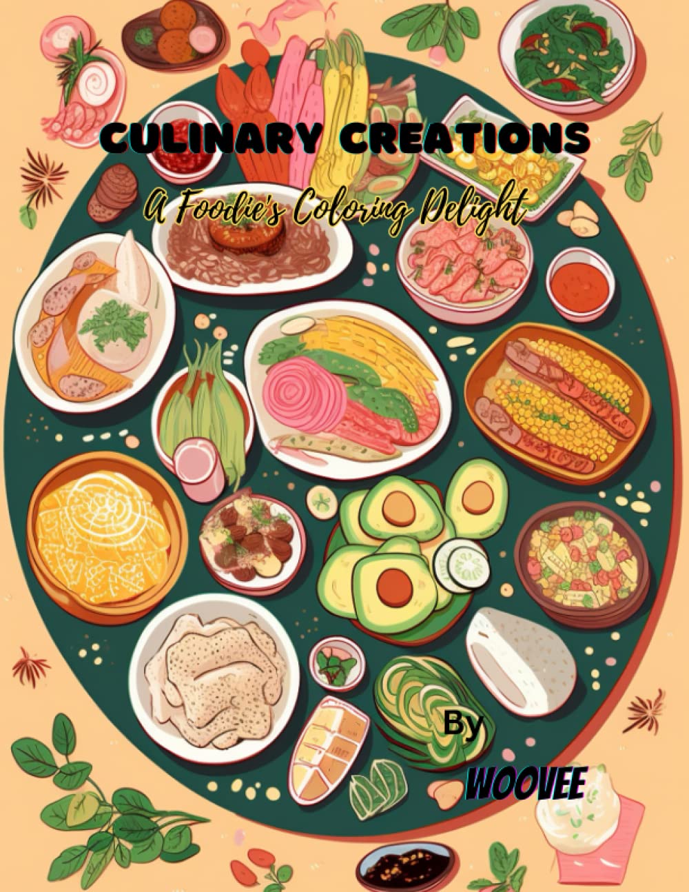 Livre de coloriage cuisine du monde : plats délicieux Culinary Creations