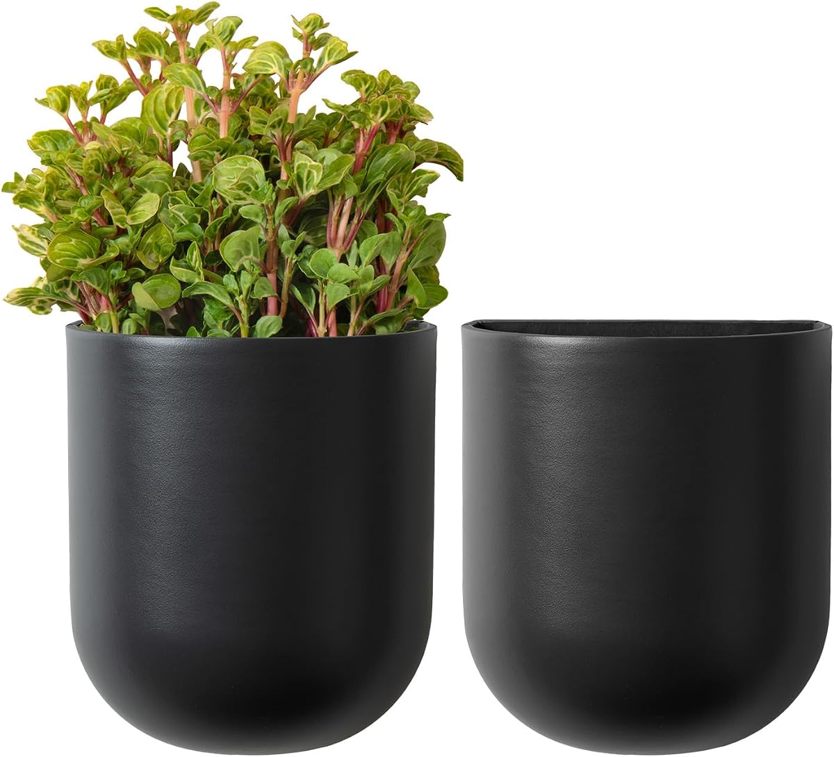 LA Jolie Muse Wall Planters for Indoor Plants, Hanging Flower Pots, 2 Pack | Wall Hanging Planters, Decorative Wall Planters for Air Plants, Succulents, Hanging Flower Pots, 5.7*L4.1W*7H, Gunmetal Grey