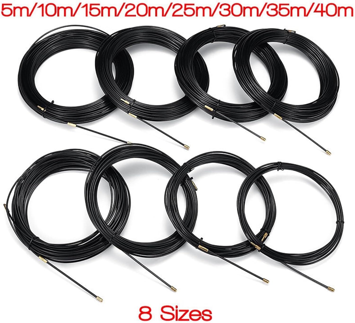 Fish Tape Cable Puller， Cable Pullers Durable Black Fiberglass Guide Device Electric Duct Tape Wire Pipe Perforator 3mm 5m to 40m Length(5m)