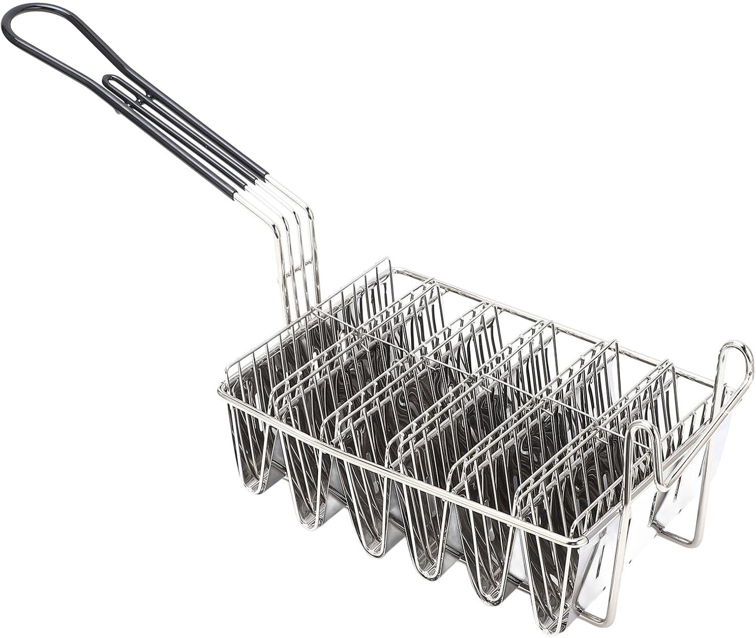 Yinhing Taco Fryer Basket With Rubber Grip Handle Stainless Steel Taco Shell Fryer Rack for 6 Shells for Baking Crispy Tacos At Home and Enjoying Delicious Family Meals