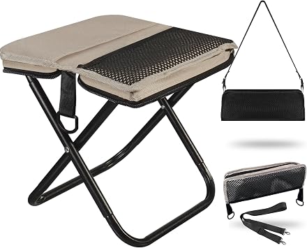 Foldable Backpack Stool, Portable Stool & Pocket Chair for Camping Hiking, 220LBS Capacity Ultralight Collapsible Seat, Quick Setup for Fishing Travel Outdoor ActivitiesKhaki
