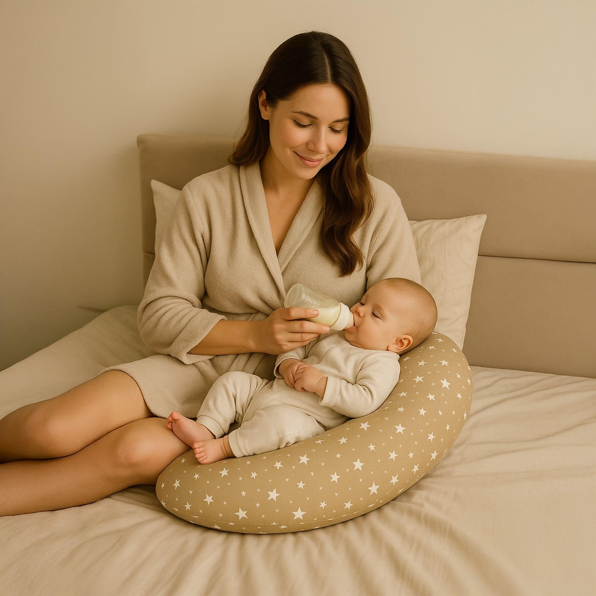 Chilling Home 2-in-1 Voedingskussen XXL Zwangerschapskussen Zijslaapkussen voor Baby, Zwangerschapskussen met Binnenkussen en Katoenen Voedingskussenhoes(Blauw