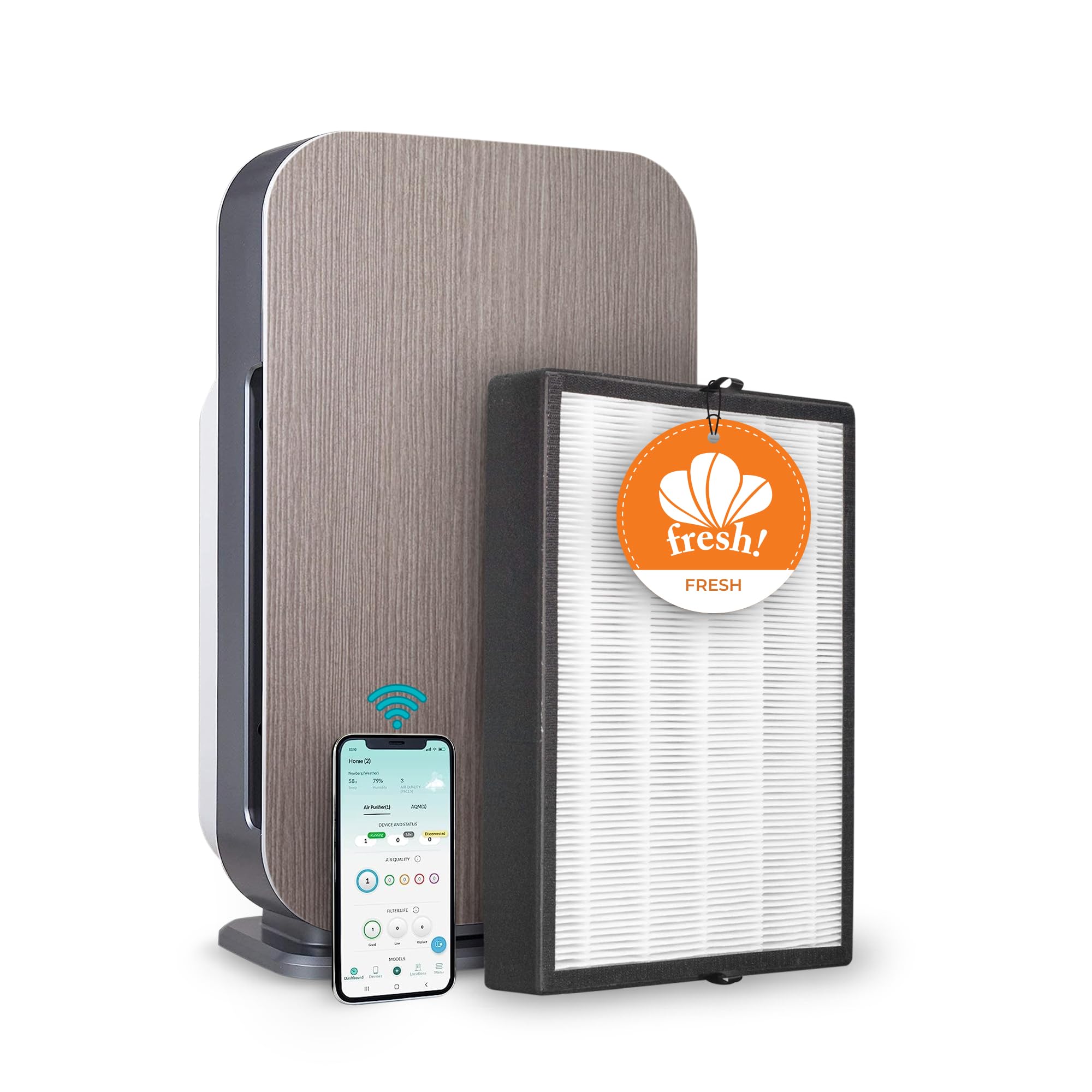 Alen Air Purifier BreatheSmart 45i HEPA w/ Fresh Filter for Rooms up to 1600 SqFt - Perfect for Bedrooms - Captures Allergens & Mold + Odors & Smoke