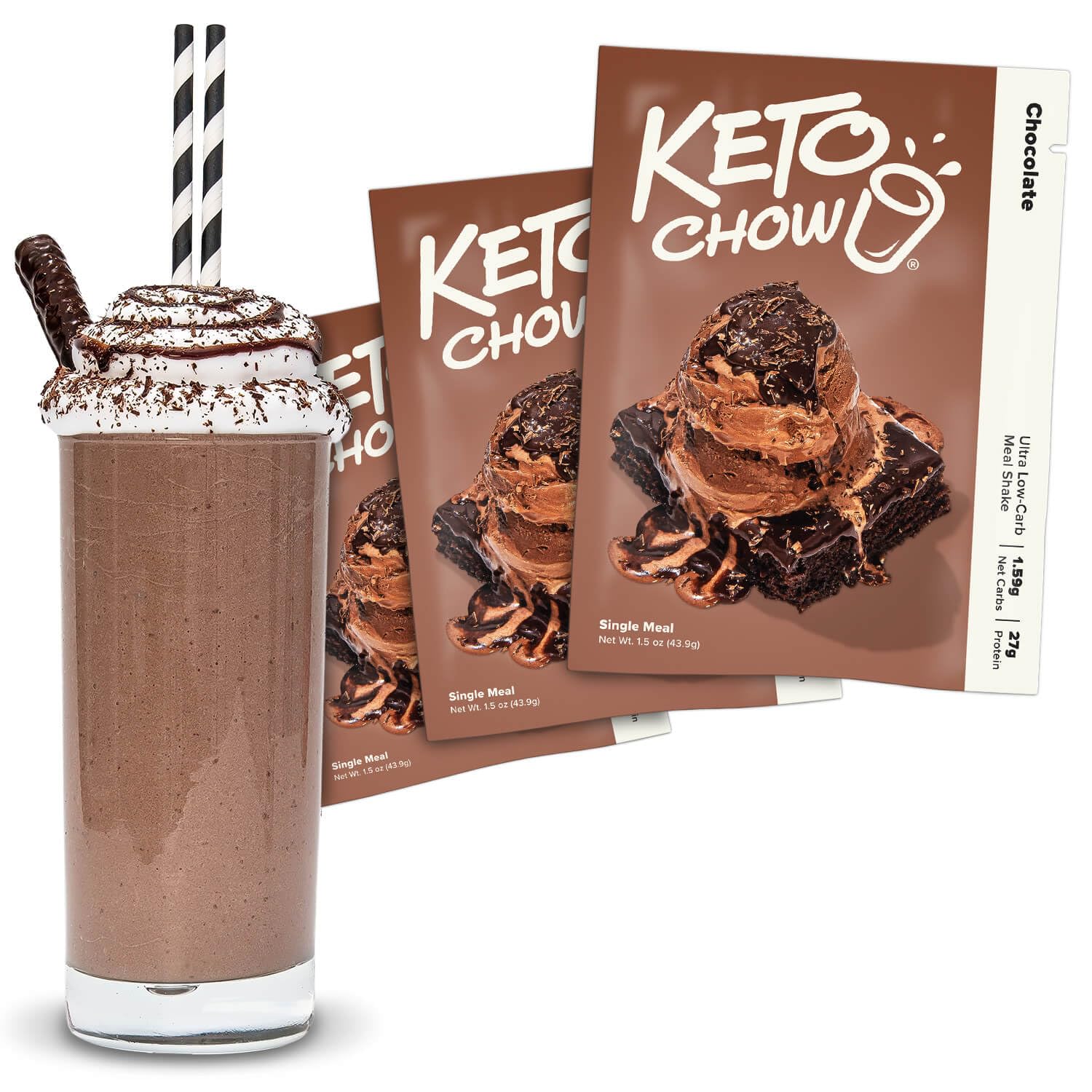 Keto Chow Chocolate - Keto Meal Replacement Powder Shake - Nutritionally Complete - Low Carb - Easy And Delicious Meal Substitute - Rich In Protein, You Choose The