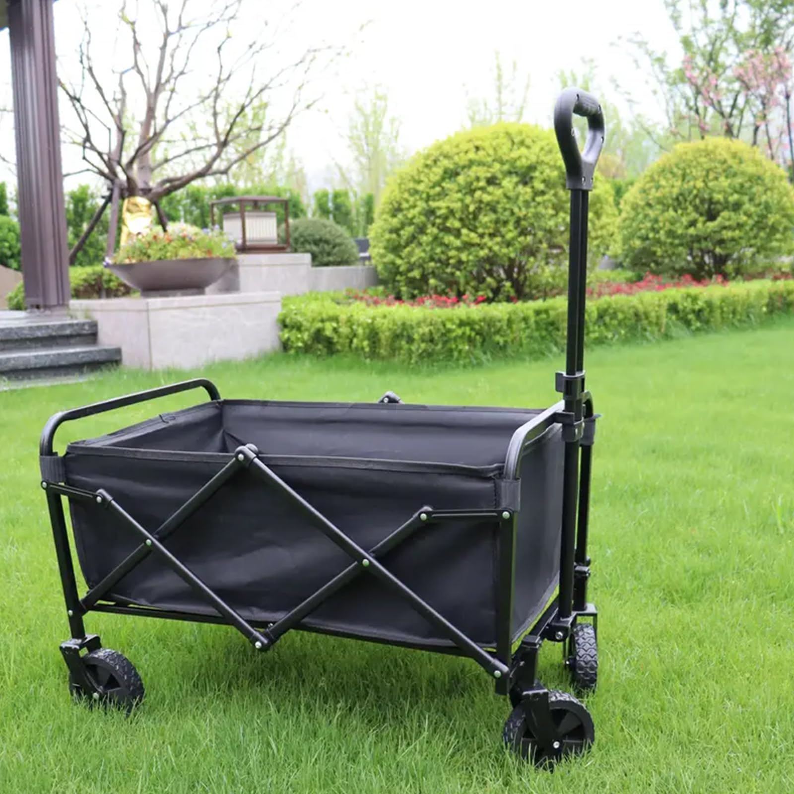 NCONCO Carrello Pieghevole con Ruote, 100L 150KG Carrello Spesa e Spiaggia | Carrello da Campeggio Portatile con Maniglia Regolabilee Ruote Larghe 360°, Carrellino Trasporto per Giardino e Auto