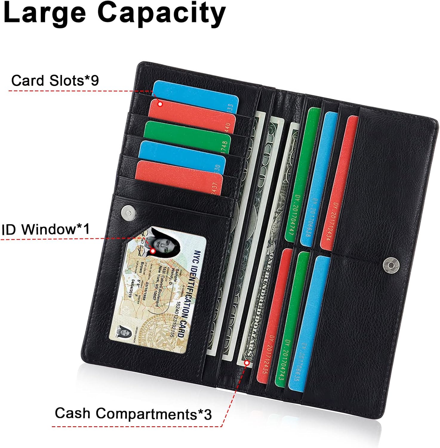 HUA ANGEL Womens Wallet, Ultra Slim Thin RFID Blocking Credit Card Holder Bifold Clutch Long Wallets Ladies Girls Gift - Image 2