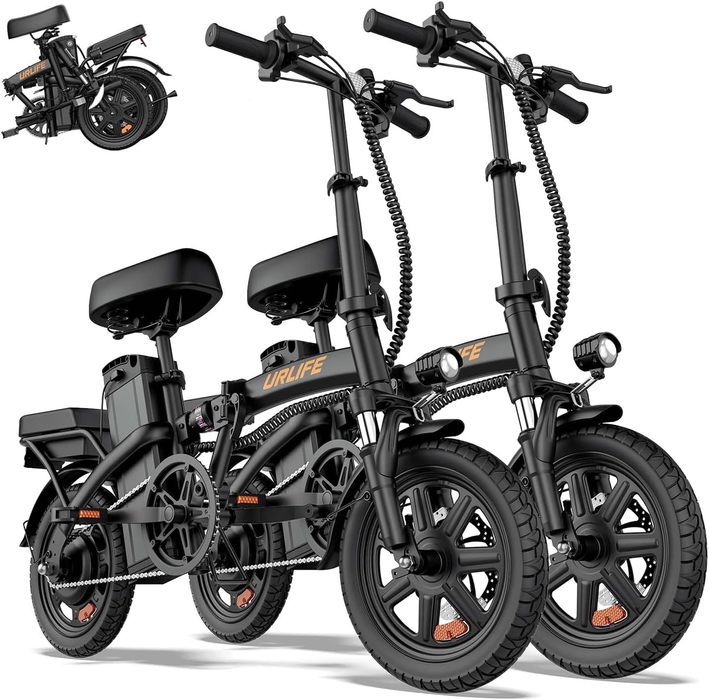 URLIFE Folding Electric Bike for Adults, 14″ Portable ebikes, 20-40 Mile Long Range Commuter Bike, 500W Peak Motor, 20MPH, UL 2849 Mini Bikes for Teens