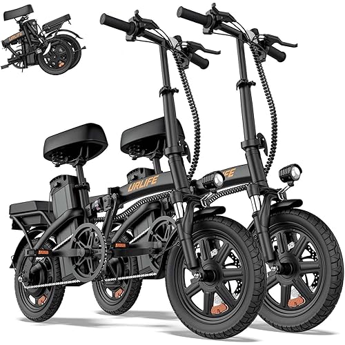 URLIFE Folding Electric Bike for Adults, 14" Portable Commuter ebikes, 20-40 Mile Long Range, 500W Peak Motor, 20MPH, UL 2849 Mini Bikes for Teens