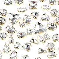 Vista 20 de 50 diamantes de imitación para coser, formas mixtas, diamantes de imitación de cristal para coser en gemas de cristal, parte trasera plana mental