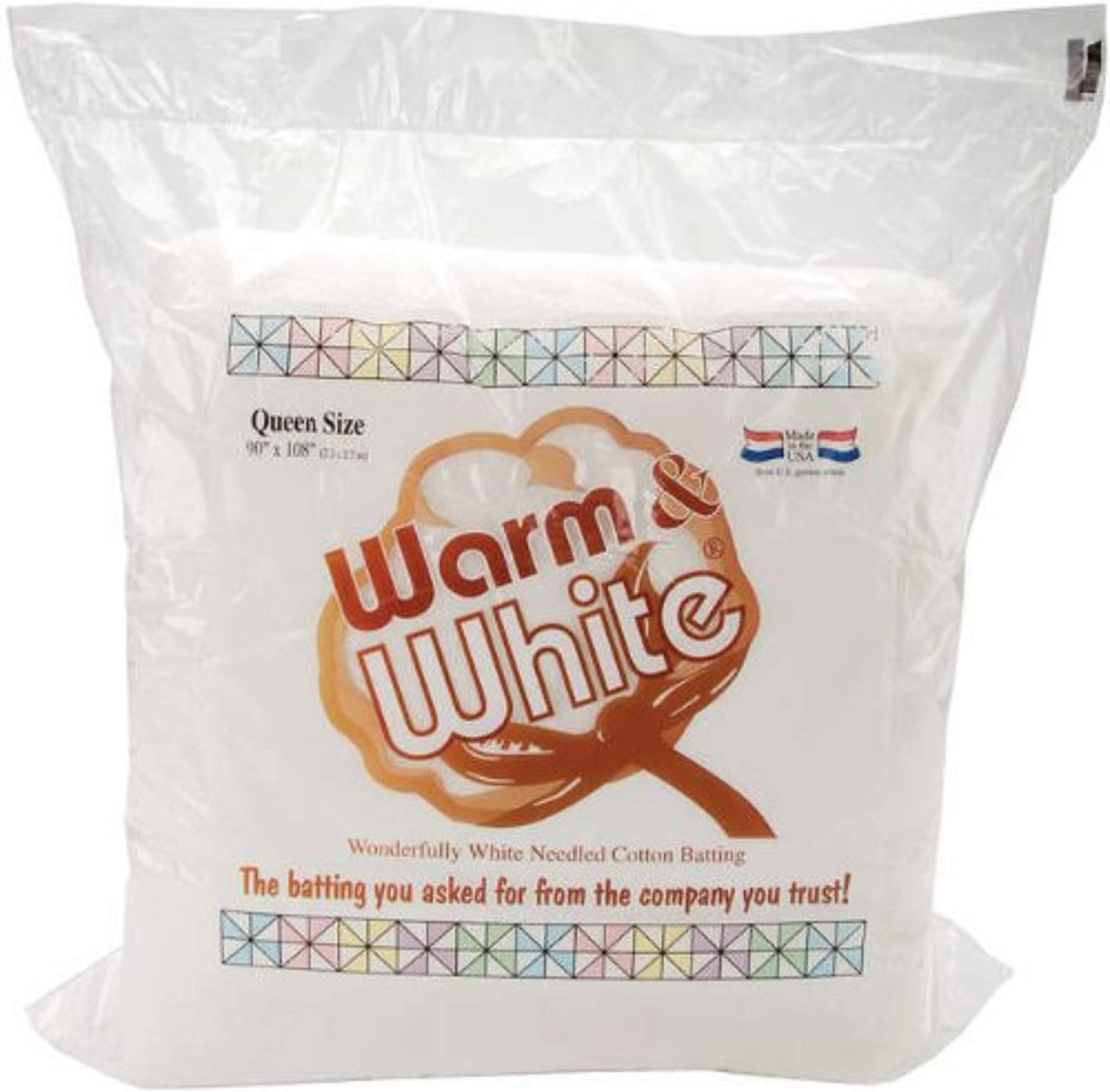 Warm Company Batting Warm & White Cotton Batting (90in x 108in) Queen Size