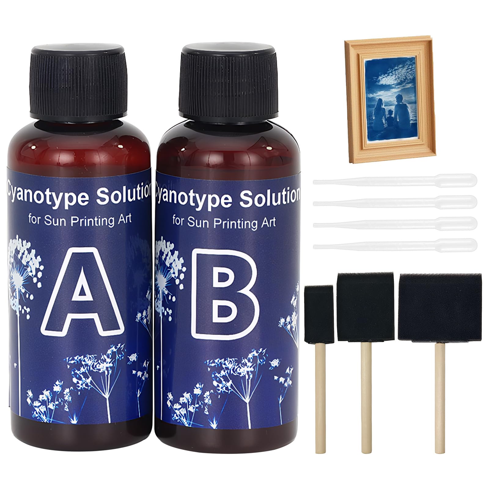 Cyanotype Kit, Cyanotype Sensitizer Set for Sun Printing,for Sun Printing to Creating Photographic Blueprints on Paper and Fabric for Beginners & Artists