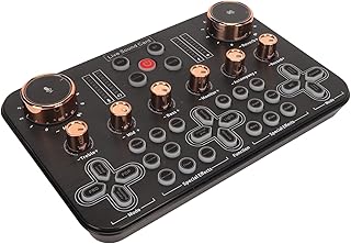 Live Sound Card, Mini Sound Mixer Board Live Sound Card for Live Streaming Voice Changer, Music Recording Karaoke Singing Broadcast