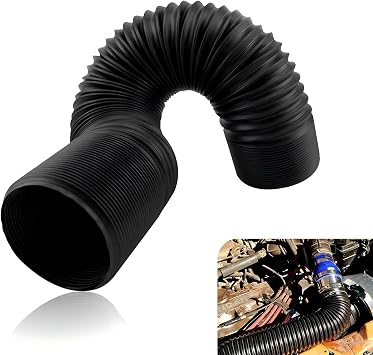 Pack-1 Car Intake Retractable Pipe, 2.48" Waterproof Durable Automotive Feed Pipe Accessories, Flexible Air Guide Hose Replacement, Universal for Most Cars Trucks Modifications Black