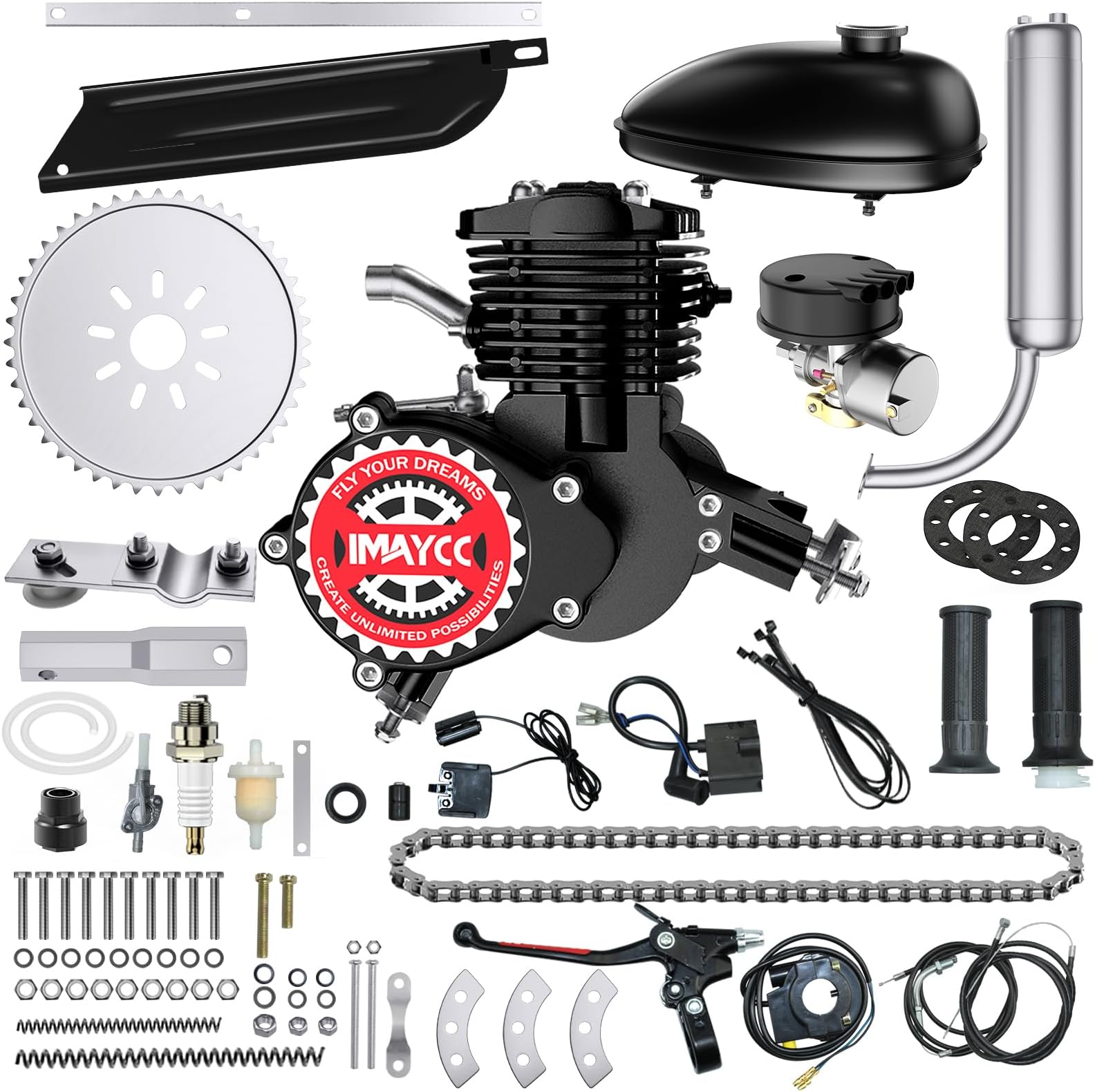 IMAYCC Bike Motor Kit 80cc 2 Stroke Motorized Bike Kit