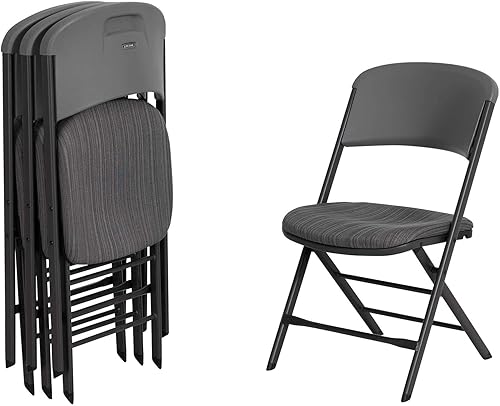 Lifetime Sillas plegables acolchadas de grado comercial, paquete de 4, gris urbano