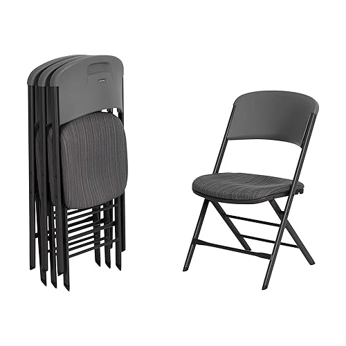 LIFETIME Commercial Grade Padded Folding Chairs, 4 Pack, Urban Gray