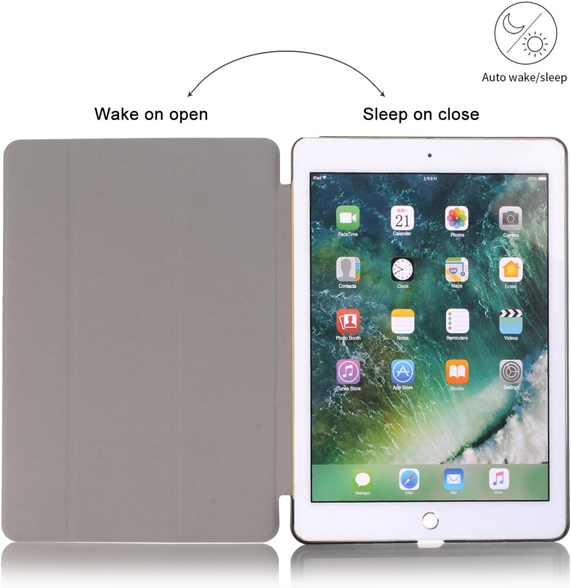 iPad 6th/5th Generation Case, Hocase PU Leather Smart Case w/Cute Flower Design, Auto Sleep Wake Feature, Microfiber Lining Hard Back Cover for iPad A1893/A1954/A1822/A1823 - Mandala