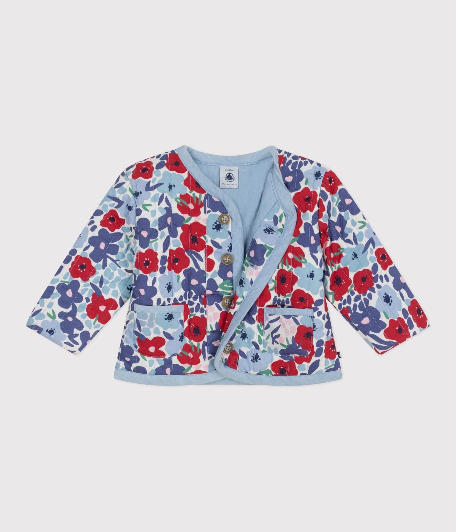 Petit Bateau Veste Bébé en Coton Matelassée, Imprimée Fleurs Blanc Multicouleur A0fls01 Vêtements JOUR Bébé fille (lot de 1)