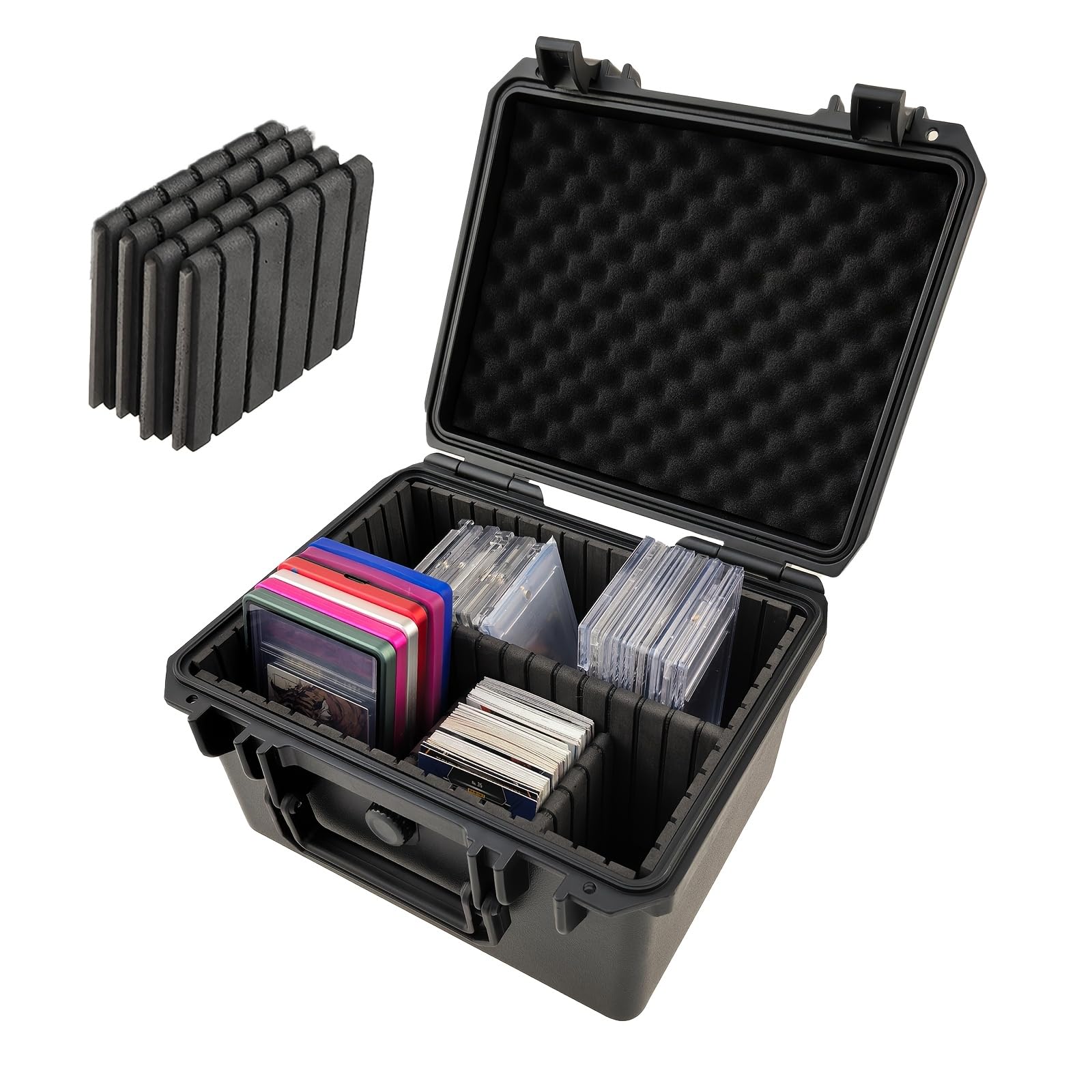 Dermonem For PSA For BGS For SGC For TCG For CSG Adjustable Divider Graded Card Storage Box DIY Removable Slots Waterproof Hard Case For Magnetic Holder Trading Card Protective Organizer