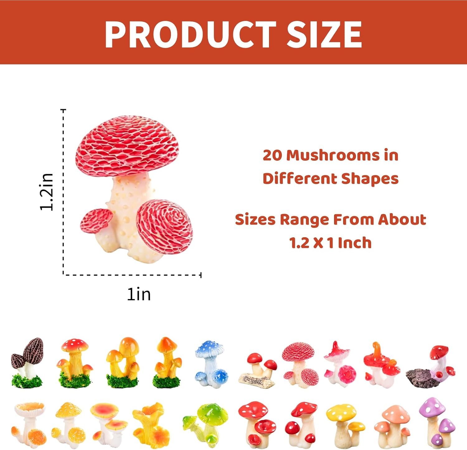 20Pcs Mini Fake Mushroom Figurines Fairy Garden Accessories Outdoor Decor