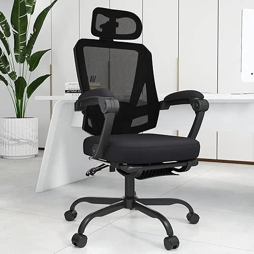 Ergonomic Office Chair with Footrest, High Back Swivel Mesh Desk
