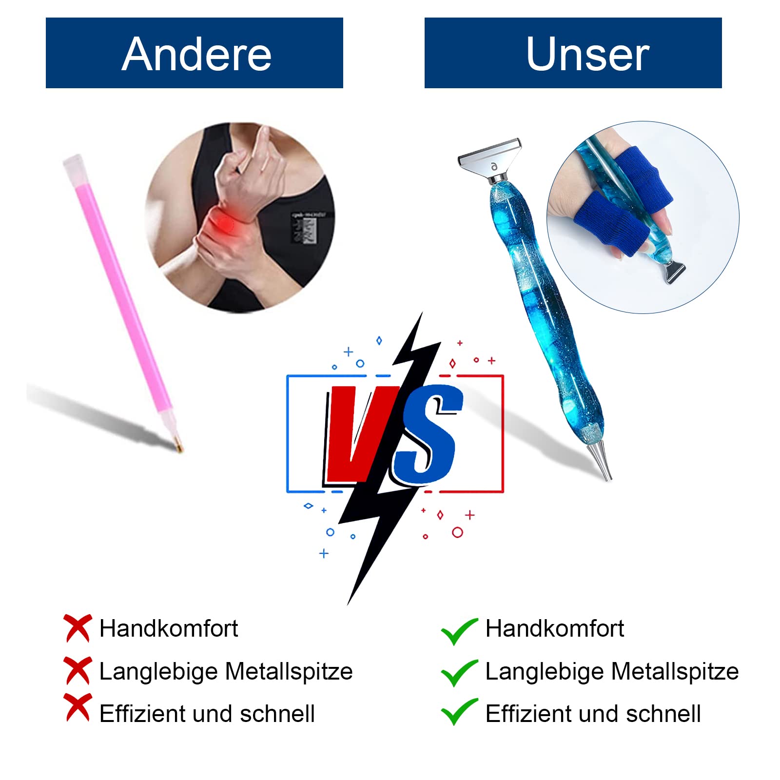 Diamond Paint accessoirepen, 20 stuks set, 6 stijlen metalen boorpen reservekoppen voor paintingstiften, diamond painting pen voor tools & accessoires