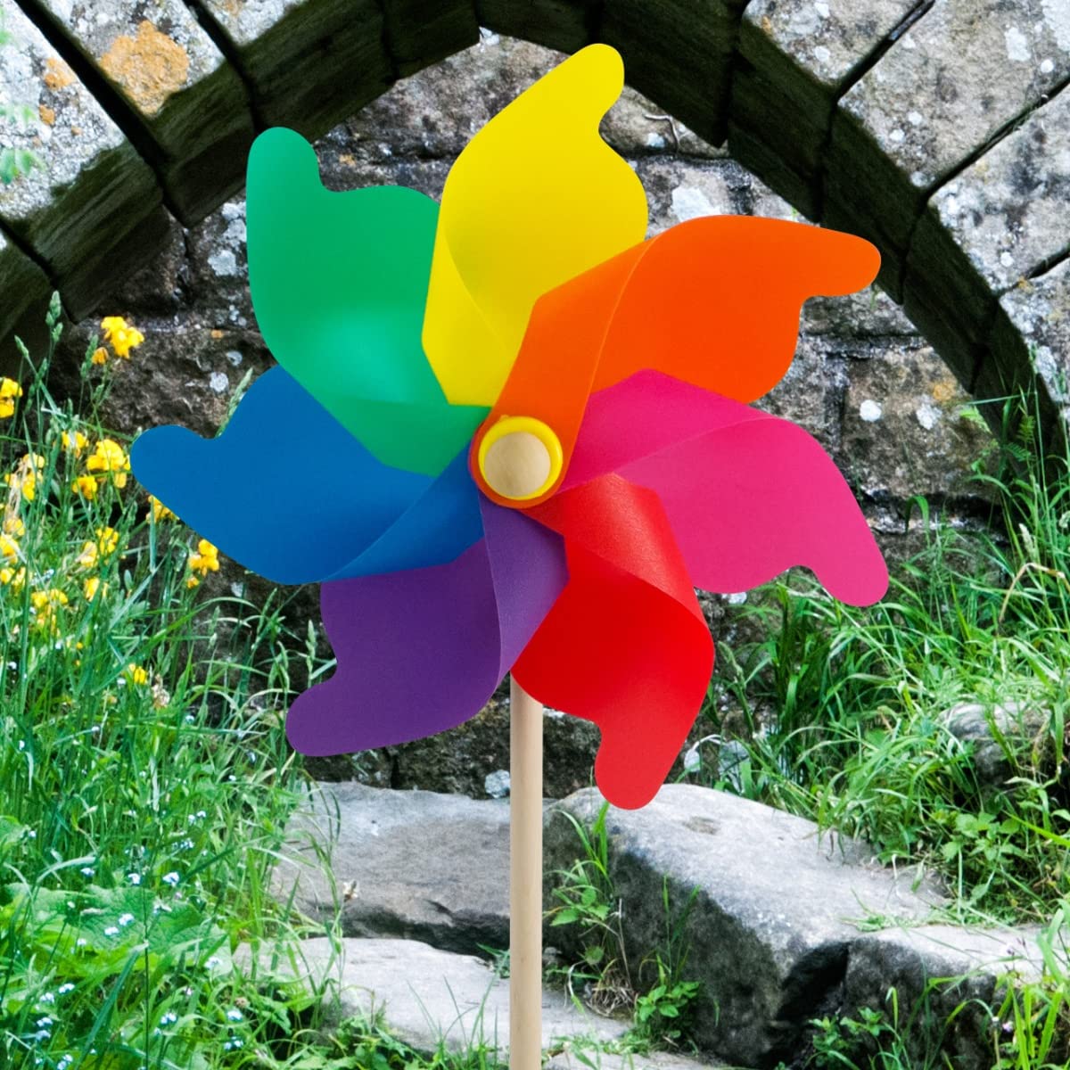 Mulino A Vento Rainbow Moulin 31cm - Girandola Decorativa Da Giardino Colorata - Foto 2
