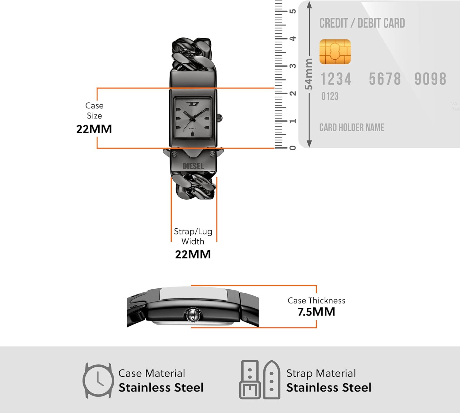Diesel Men's Closer Three-Hand Gunmetal Stainless Steel Watch (Model: DZ2227) - Image 5
