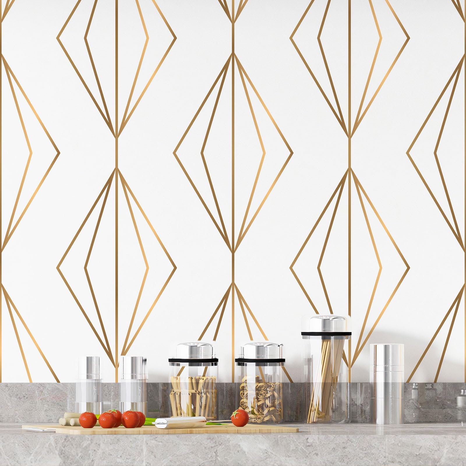 Lumalea Adesivo da cucina, motivo geometrico, adesivo + protezione lucida, 90 x 90 cm