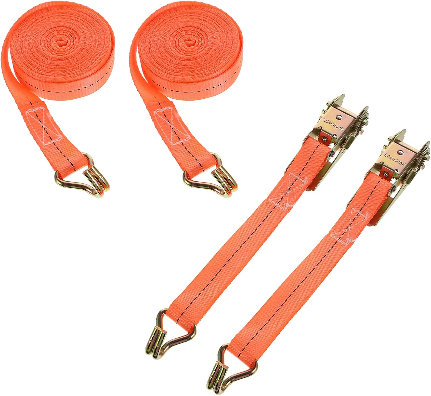 POPETPOP 4pcs Ratchet Tie Down Straps Heavy Duty Cargo Straps Steel Hooks and Buckle for Truck Motorcycle